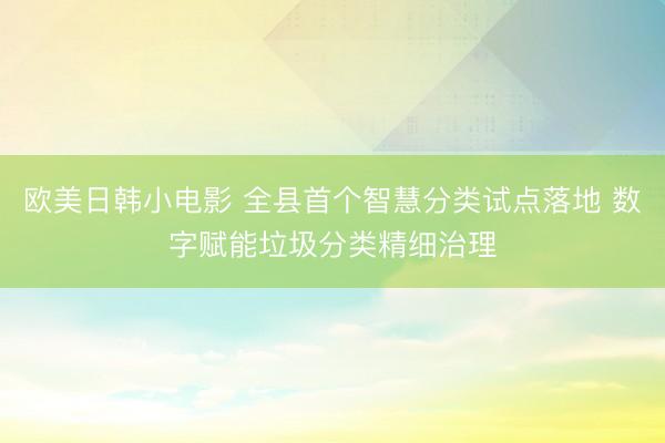 欧美日韩小电影 全县首个智慧分类试点落地 数字赋能垃圾分类精细治理