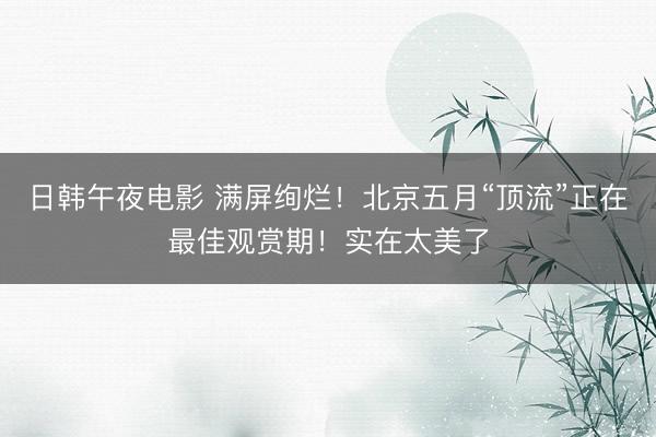 日韩午夜电影 满屏绚烂！北京五月“顶流”正在最佳观赏期！实在太美了