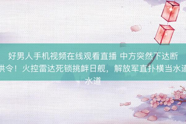 好男人手机视频在线观看直播 中方突然下达断供令！火控雷达死锁挑衅日舰，解放军直扑横当水道
