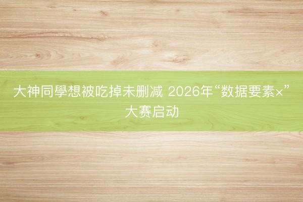大神同學想被吃掉未删减 2026年“数据要素×”大赛启动