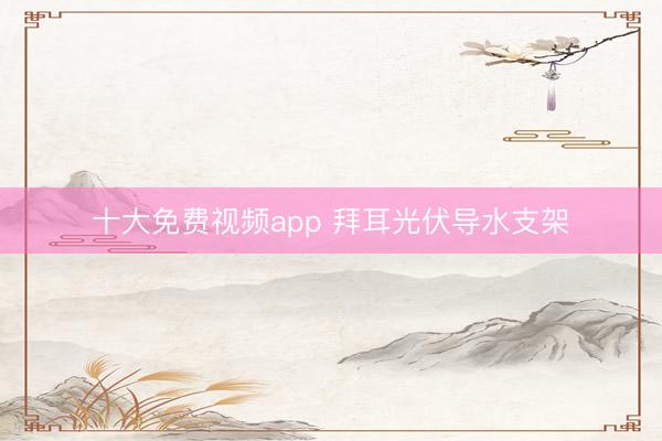 十大免费视频app 拜耳光伏导水支架