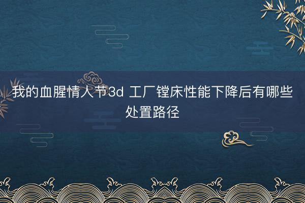 我的血腥情人节3d 工厂镗床性能下降后有哪些处置路径