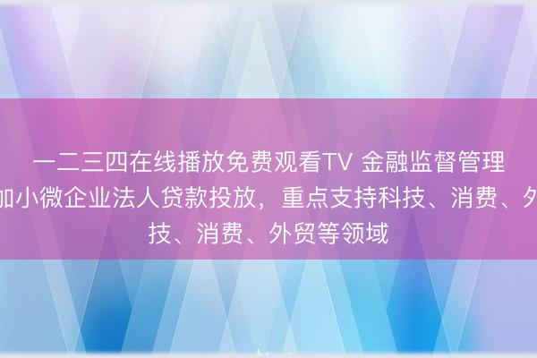 一二三四在线播放免费观看TV 金融监督管理总局：增加小微企业法人贷款投放，重点支持科技、消费、外贸等领域
