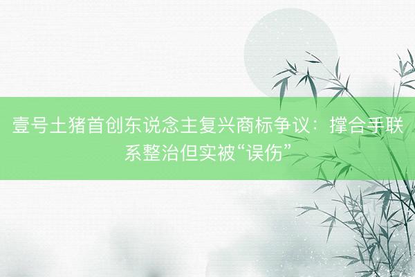 壹号土猪首创东说念主复兴商标争议：撑合手联系整治但实被“误伤”