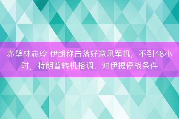 赤壁林志玲 伊朗称击落好意思军机，不到48小时，特朗普转机格调，对伊提停战条件