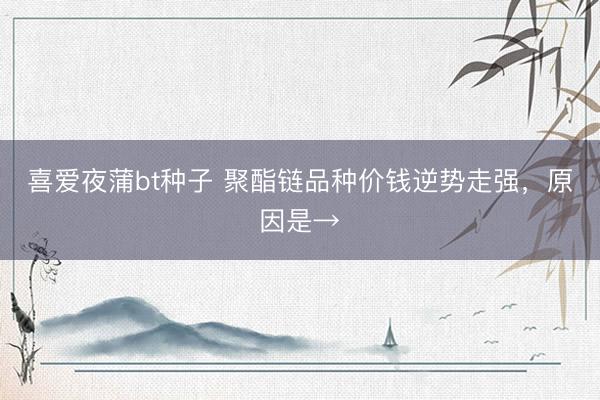 喜爱夜蒲bt种子 聚酯链品种价钱逆势走强,原因是→