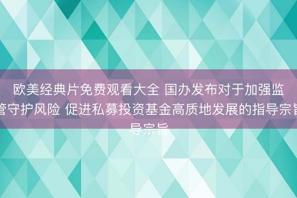 欧美经典片免费观看大全 国办发布对于加强监管守护风险 促进私募投资基金高质地发展的指导宗旨
