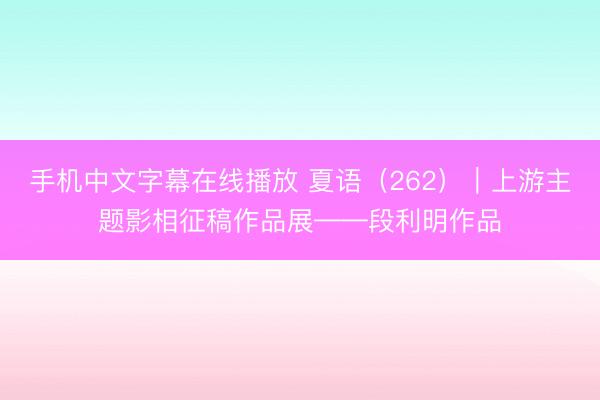 手机中文字幕在线播放 夏语（262）｜上游主题影相征稿作品展——段利明作品