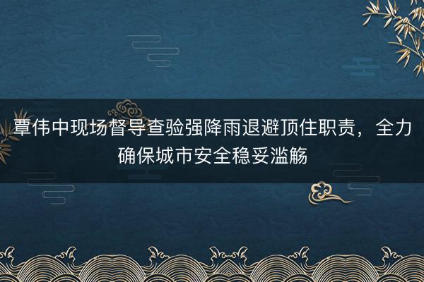 覃伟中现场督导查验强降雨退避顶住职责,全力确保城市安全稳妥滥觞