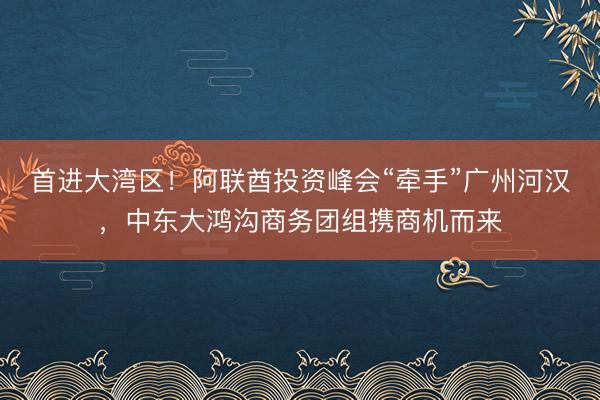 首进大湾区!阿联酋投资峰会“牵手”广州河汉,中东大鸿沟商务团组携商机而来