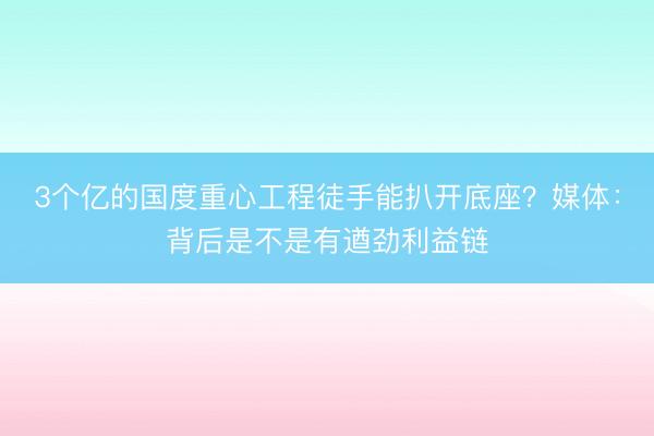 3个亿的国度重心工程徒手能扒开底座？媒体：背后是不是有遒劲利益链