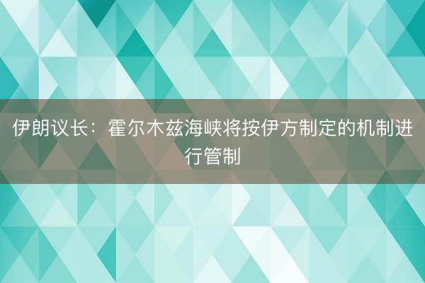 伊朗议长：霍尔木兹海峡将按伊方制定的机制进行管制