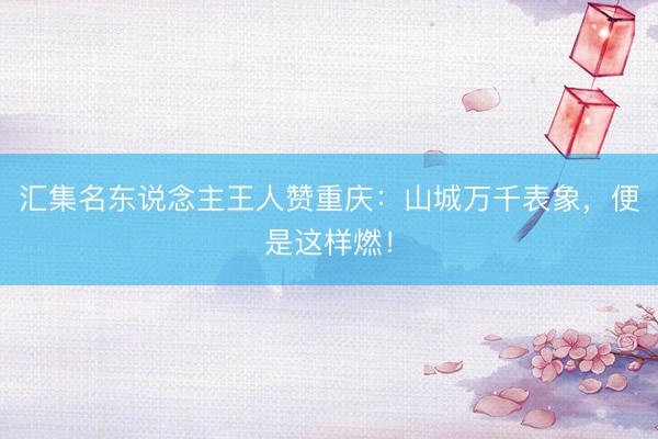 汇集名东说念主王人赞重庆：山城万千表象，便是这样燃！
